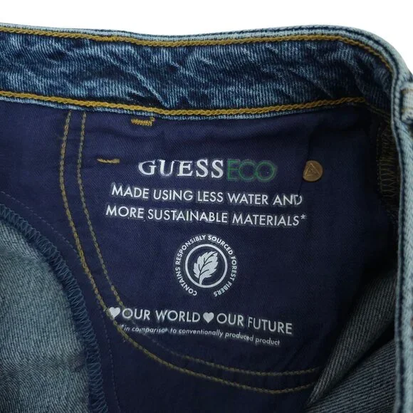 Guess Mom Jeans High Rise Womens 31x27 Med Wash Denim Ankle Style Cropped Pants - Picture 15 of 15